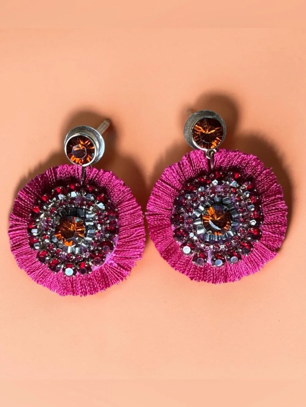 Bright Pink Fringe Drop Earrings 💓